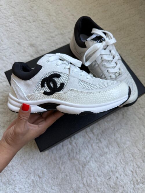 Chanel Mesh suede & leer sneakers